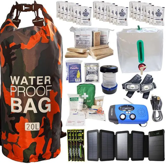 Main image of Pre-Packed Hurricane Kit - Comprehensive Hurricane Preparedness Items - Essential Hurricane Supplies - Complete Hurricane Supply List in a Waterproof Bag for 2 People