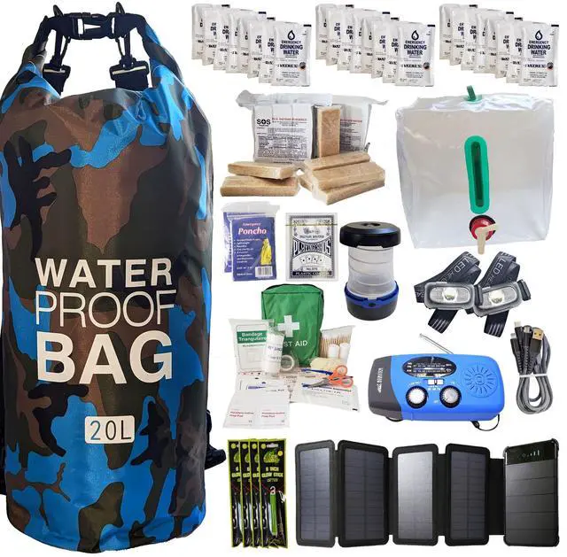 Main image of Pre-Packed Hurricane Kit - Comprehensive Hurricane Preparedness Items - Essential Hurricane Supplies - Complete Hurricane Supply List in a Waterproof Bag for 2 People