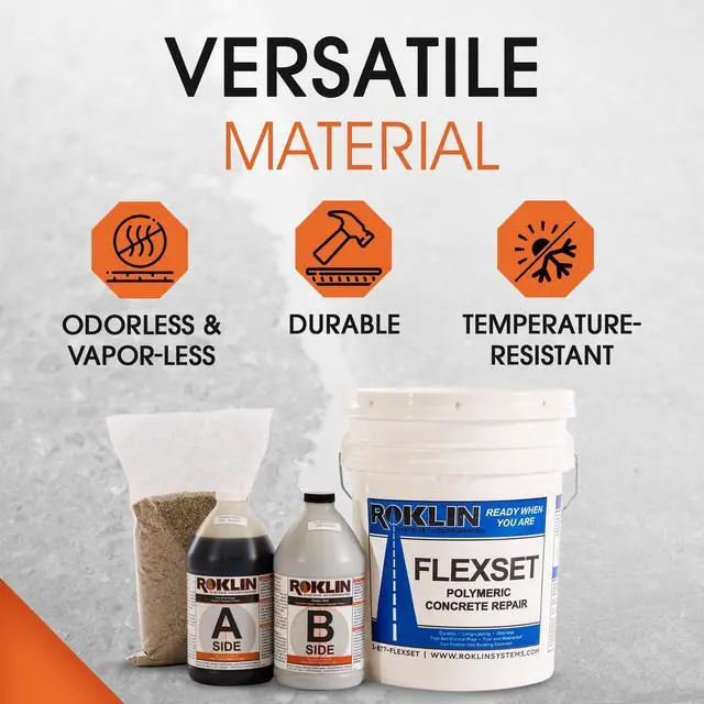 Alt view image 5 of 6 - FlexSet Rapid Concrete Repair (Gray, 5 Gallon Kit)