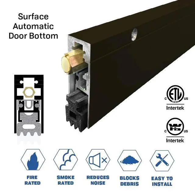 Alt view image 3 of 5 - Fire Rated/Heavy Duty/Surface Automatic Door Bottom with Sponge Neoprene Rubber Extrusion in Black Anodized Aluminum (7163BK), SMS #8 x 1-1/2'' Supplied, (30'' L x 29/32'' W x 1-29/32'' H)