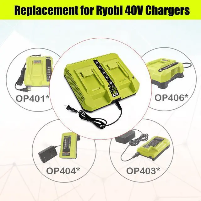 Alt view image 5 of 6 - 2-Pack 40V 6.5Ah Lithium-Ion Replacement Battery and Charger Starter Kit Compatible with Ryobi 40V System, High Capacity Batteries and Charger OP4050A OP401 (3-Piece Set)