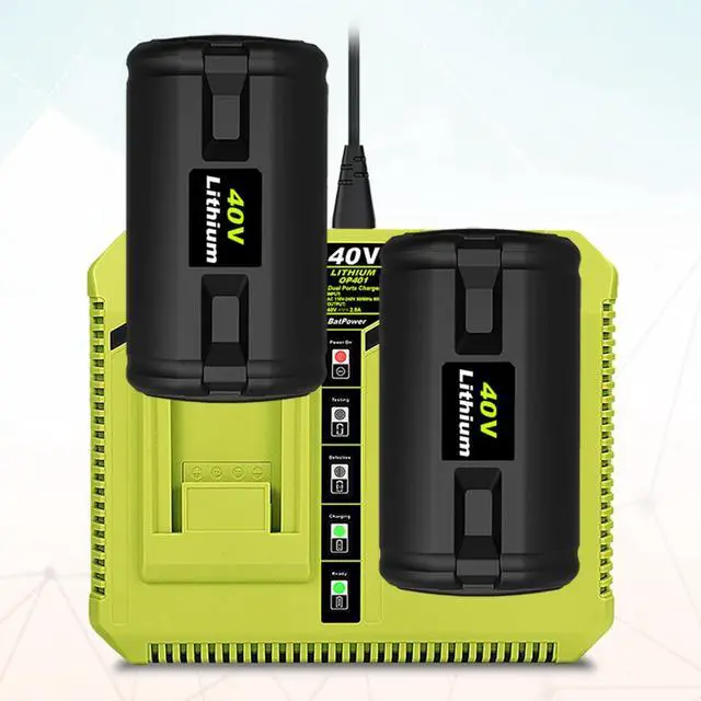 Alt view image 6 of 6 - 2-Pack 40V 6.5Ah Lithium-Ion Replacement Battery and Charger Starter Kit Compatible with Ryobi 40V System, High Capacity Batteries and Charger OP4050A OP401 (3-Piece Set)