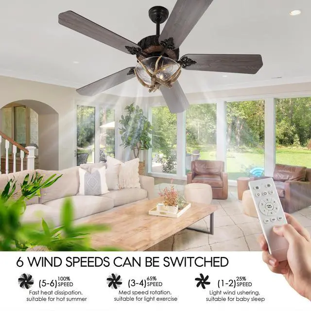 Alt view image 6 of 6 - Antler Rustic Ceiling Fan with Lights and Remote, Antlers Chandelier Ceiling Fan Light, Indoor Electrical Fan with 5 Wood Blades for Hunting, Farmhouse, Bedroom Living Room(46 Inch)