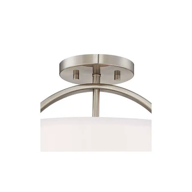 Alt view image 6 of 6 - Halsted Modern Close to Ceiling Light Semi Flush Mount Fixture 15" Wide Brushed Nickel Silver White Linen Drum Shade for Bedroom Hallway Living Room Dining Room Bathroom Kitchen