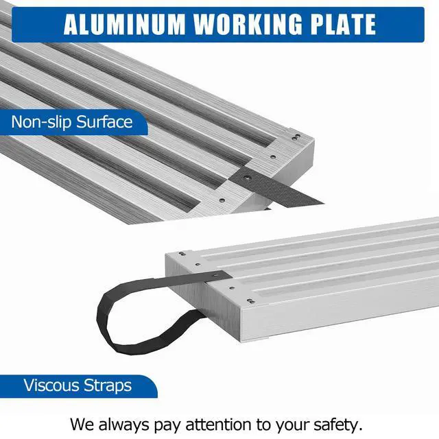 Alt view image 2 of 6 - 8-13ft Telescoping Plank, Aluminum Work Plank, 440 Lbs Load Capacity Extension Scaffolding Plank with Skid-Proof Platform Scaffold Ladder Accessory, 12.5 Inch Width, Silver