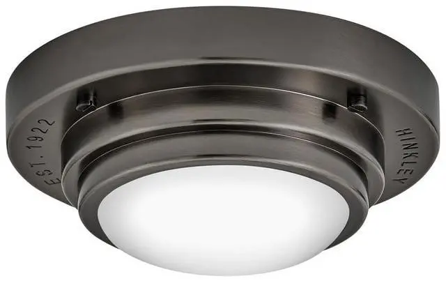 Main image of Porte Extra Small Flush Mount Ceiling Light or Wall Sconce, Etched Opal Glass Shade, Dual-Mount Design, Integrated LED, ADA Compliant, Black Oxide Finish