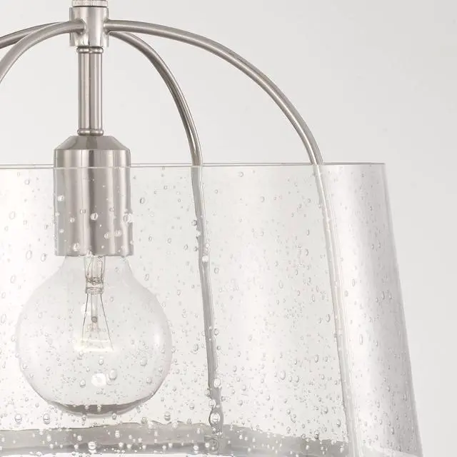 Alt view image 3 of 6 - HomePlace by 247011BN Madison Transitional Clear Seeded Glass Dual Mount Convertible Pendant/Semi-Flush Ceiling Light, 1-Light 100 Watt, 12" H x 13" W, Brushed/Satin Nickel