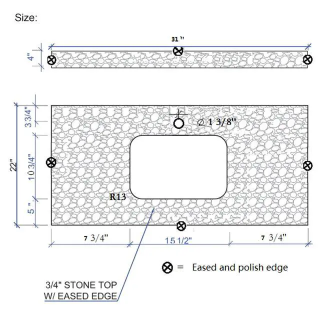 Alt view image 5 of 6 - 31 Inch Bathroom Vanity Top Stone, Carrara White Engineered Marble Stone Vanity Sink Top with Undermount Ceramic Sink and Back Splash with Single Hole for Bathrom Cabinet (31"x22"(Single Hole))