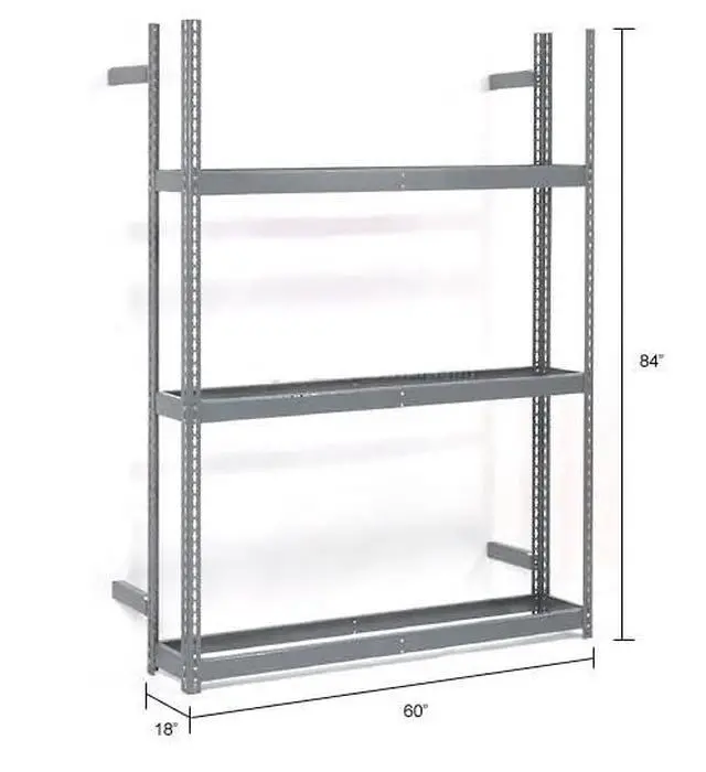 Alt view image 2 of 2 - 3 Tier Single Entry Tire Rack, 1500 lbs Shelf Capacity, Steel Construction, Durable Gray Baked Enamel Finish, 60" W x 18" D x 84" H, Assembly Required