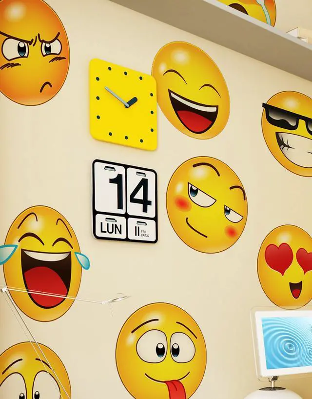 Main image of Emoticon Smiling Faces Wall Decal Stickers. #6052 (20 inch Faces)