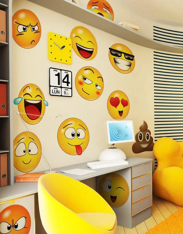 Alt view image 2 of 6 - Emoticon Smiling Faces Wall Decal Stickers. #6052 (20 inch Faces)
