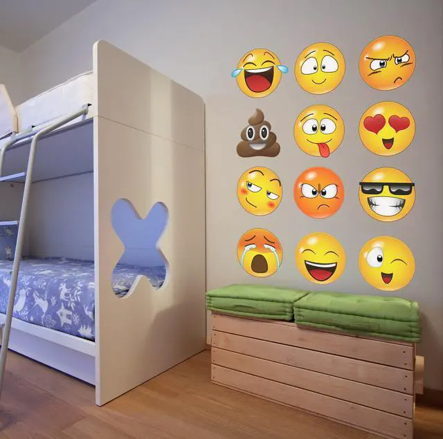 Alt view image 3 of 6 - Emoticon Smiling Faces Wall Decal Stickers. #6052 (20 inch Faces)