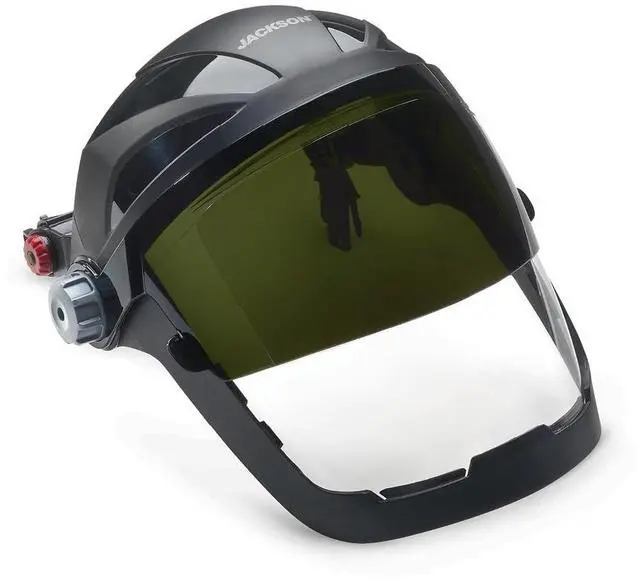 Main image of QUAD 500 Face Shield - Anti-Fog Window with Chin Guard - ANSI Z87.1 & OSHA - (Multiple Styles & Headgears)