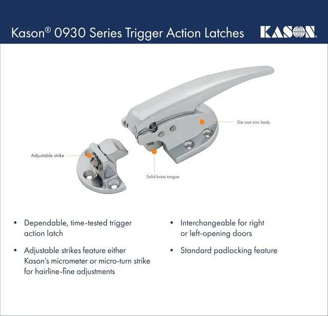 Alt view image 6 of 6 - 930 Series Trigger Action Latch and Strike D, 7/8 to 1 1/4 Inch Offset, 10930D00004
