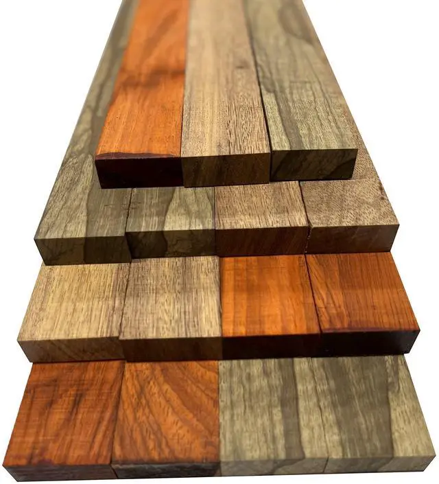 Main image of Variety Pack of 15 Cutting Board Blocks of Sapele, Black Limba, Padauk | ¾ x 2 inches (3/4" x 2" x 48", Sapele| Black Limba | Padauk)