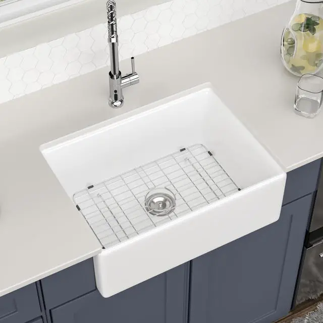 Main image of 28 Inch Farmhouse Sink White Apron Front Kitchen Sinks 28x20x10 Single Bowl Undermount Fireclay Ceramic Farm Sink for Countryside Classic Style