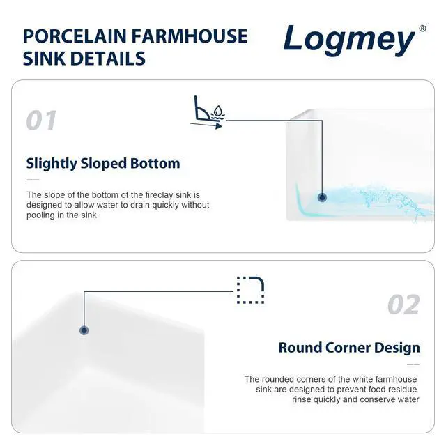 Alt view image 5 of 6 - 28 Inch Farmhouse Sink White Apron Front Kitchen Sinks 28x20x10 Single Bowl Undermount Fireclay Ceramic Farm Sink for Countryside Classic Style
