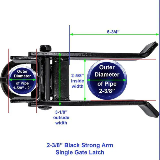 Alt view image 2 of 6 - 4" Strong Arm Single Gate Latch (Black) CASE Qty 2