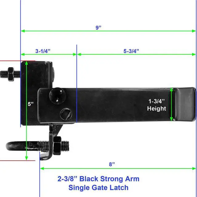 Alt view image 6 of 6 - 4" Strong Arm Single Gate Latch (Black) CASE Qty 2