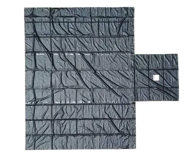 Alt view image 2 of 6 - 16' x 24' Flatbed Truck 18 Oz Steel Tarp with 4 FT Drop & Flap - Black Heavy Duty Vinyl Waterproof Tarp for Trailers to Protect Cargo from Wind, Rain, Snow and Sun