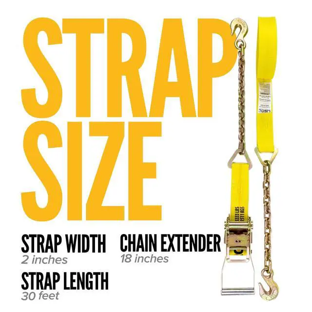 Alt view image 3 of 6 - Chain Ratchet Straps 2 Inch x 30 Foot (2-Pack), 10,000 LBS Break Strength, Heavy Duty Ratchet Straps with Chains Ends & Grab Hooks, Heavy Equipment Tie-Downs, Tractor Tie Downs
