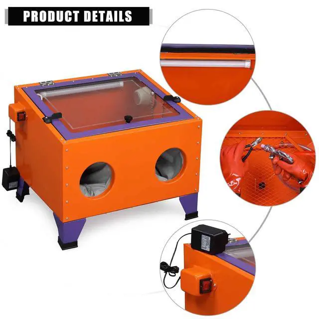 Alt view image 3 of 6 - 25 Gallon Air Sandblasting Cabinet | 40-80 PSI, Heavy Duty Steel, Spray Gun & 4 Nozzle, Bench Top Cabinet, For Rust Removal, Stain, Paint