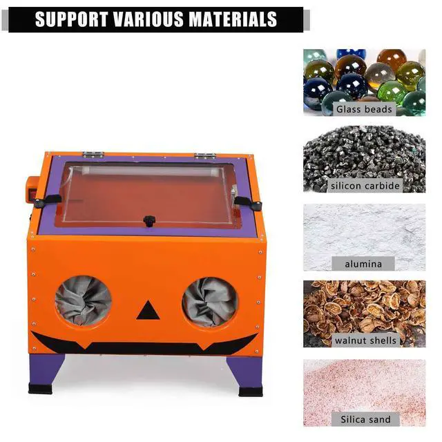 Alt view image 5 of 6 - 25 Gallon Air Sandblasting Cabinet | 40-80 PSI, Heavy Duty Steel, Spray Gun & 4 Nozzle, Bench Top Cabinet, For Rust Removal, Stain, Paint