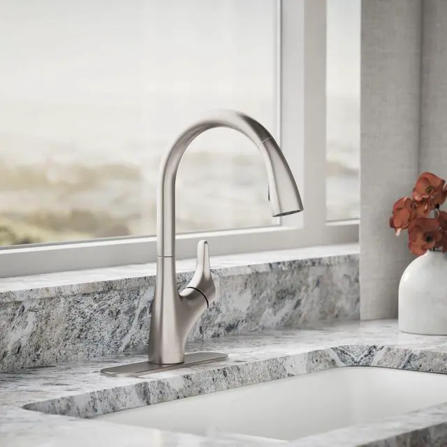 Alt view image 2 of 6 - 30469-VS Rival Single Handle Pull-Down Kitchen Faucet, Kitchen Sink Faucet with Pull-Down Sprayer, Vibrant Stainless