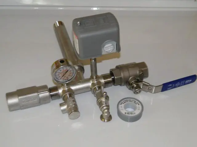 Main image of STAINLESS STEEL 1.25 x 14 Tank Tee Kit + UNION + VALVES Installation Water Well Pressure Tank with SQUARE D 40/60 FSG2 pressure switch