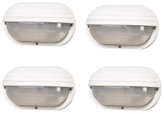 Main image of Nautical S77WF Oblong Eyelid Outdoor Wall Light Composite, Frosted Polycarbonate Diffuser LED Bulb Included - UL Listed, Non-Corrosive, Made in USA (White, Set of 4, Cool White (4000K))