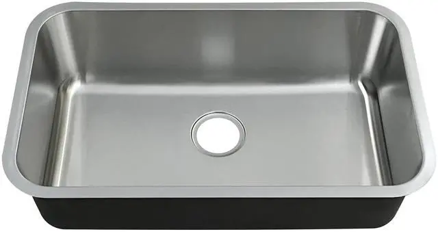 Main image of 30 Inch Undermount Kitchen Sink 18 Gauge Stainless Steel Single Bowl Curved Shape Sinks 30" x 18" x 9" (Sink Only)