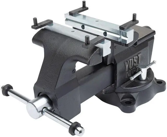 Main image of Yost MV-7 Multipurpose 7" Wide Jaw Homeowners Bench Vise | Industrial & Workshop-Grade Work Table Mechanic Tools for Wood Working, Metal Works, & DIY Projects | 360° Swivel Base | Includes 4 Jaw Dogs