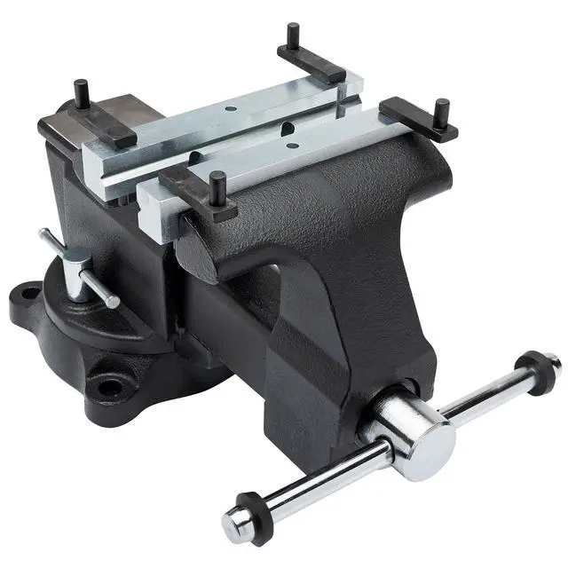 Alt view image 4 of 6 - Yost MV-7 Multipurpose 7" Wide Jaw Homeowners Bench Vise | Industrial & Workshop-Grade Work Table Mechanic Tools for Wood Working, Metal Works, & DIY Projects | 360° Swivel Base | Includes 4 Jaw Dogs