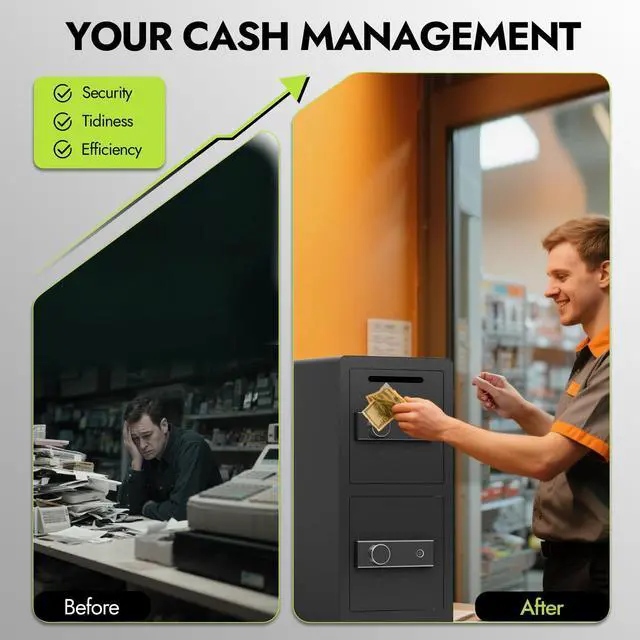 Alt view image 6 of 6 - 7.0 CuFt Dual Layer Fireproof Safe with Drop Slot,Safe Box with Biometric Fingerprint Lock,Fireproof Waterproof Bag,Safes with Adjustable Shelf Hidden Inner Lock Box Drop Safe for Business,Home,Office