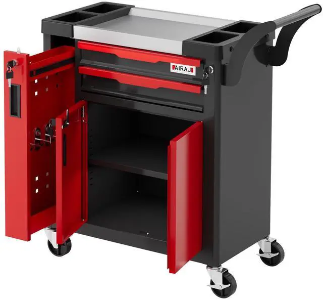 Main image of 2-Drawer Tool Chest with Wheels, Rolling Tool Chest with Side Drawer,Tool Cabinet Drawers lockable,Tool Cart with Top compartment,for Garage Storage,Workshop,Home,Safety Rounded Corner Anti-collision