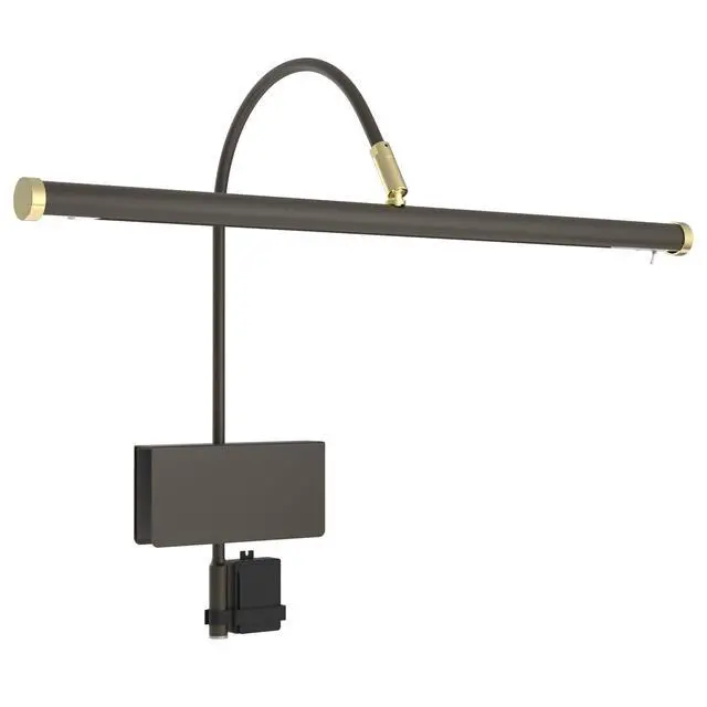 Main image of 19" LED Grand Piano Light in Mahogany Bronze with Brass Accents with Dimmer Clip