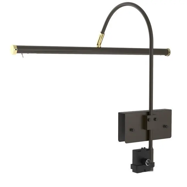 Alt view image 2 of 6 - 19" LED Grand Piano Light in Mahogany Bronze with Brass Accents with Dimmer Clip
