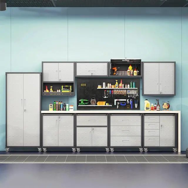Alt view image 2 of 6 - Metal Garage Storage Cabinet with Wheels,Mobile Metal Storage Cabinet with 3 Drawers,Rolling Tool Cabinet, Assembly Required