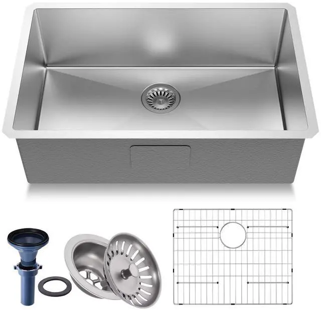 Main image of 30" Undermount 18 Gauge 304 Stainless Steel Single Bowl Kitchen Sink with Accessary in 30"Lx18"Wx10"D