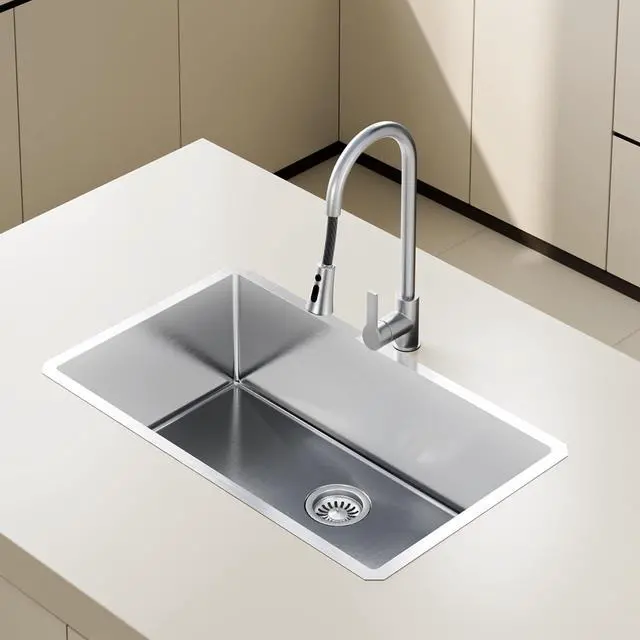 Alt view image 2 of 6 - 30" Undermount 18 Gauge 304 Stainless Steel Single Bowl Kitchen Sink with Accessary in 30"Lx18"Wx10"D