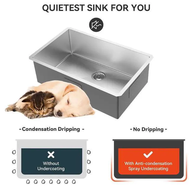 Alt view image 4 of 6 - 30" Undermount 18 Gauge 304 Stainless Steel Single Bowl Kitchen Sink with Accessary in 30"Lx18"Wx10"D