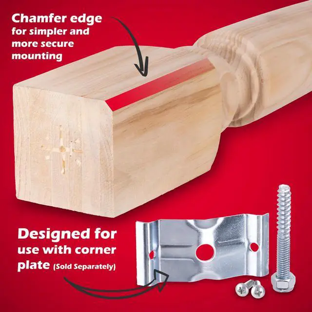 Alt view image 3 of 6 - Butcher Block Table Leg (4 Count, 35" H) | Woodworker Style Pine Wood Legs w/Chamfer Edge | Heavy Duty Unfinished Furniture Legs for DIY Home Improvement, Refurbishing Vintage Room Decor