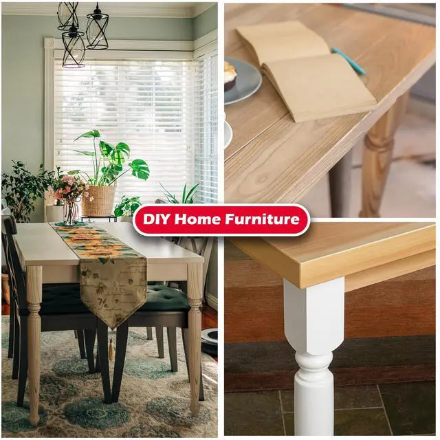 Alt view image 5 of 6 - Butcher Block Table Leg (4 Count, 35" H) | Woodworker Style Pine Wood Legs w/Chamfer Edge | Heavy Duty Unfinished Furniture Legs for DIY Home Improvement, Refurbishing Vintage Room Decor