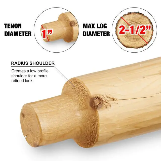 Alt view image 3 of 4 - Tenon Cutter for Log Furniture, 1" Diameter, Pro Series Machined from a Solid Aluminum Billet, 1/2" Shank, Dual Blades Create a Radius Shoulder Profile, DIY Made in USA