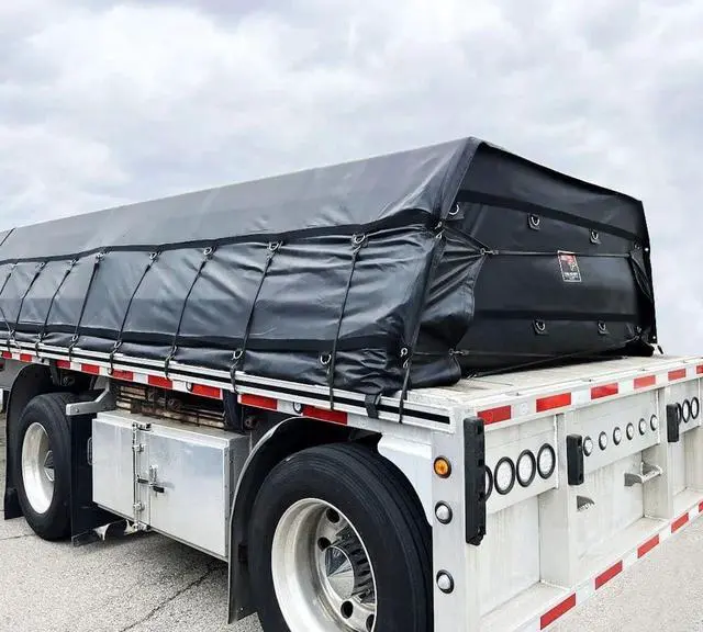 Alt view image 4 of 6 - 16' x 24' Flatbed Truck Tarps Heavy Duty 18oz Steel Tarp - Black