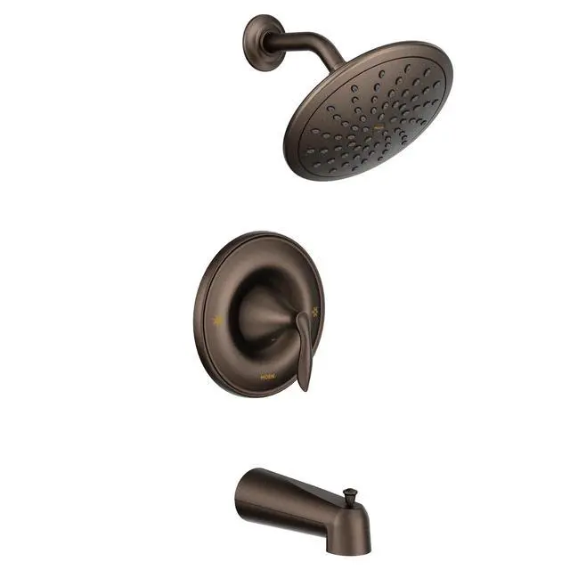 Alt view image 2 of 6 - Eva Oil Rubbed Bronze Tub and Shower Faucet Trim with Eco-Performance Rainshower, Valve Required, T2233EPORB