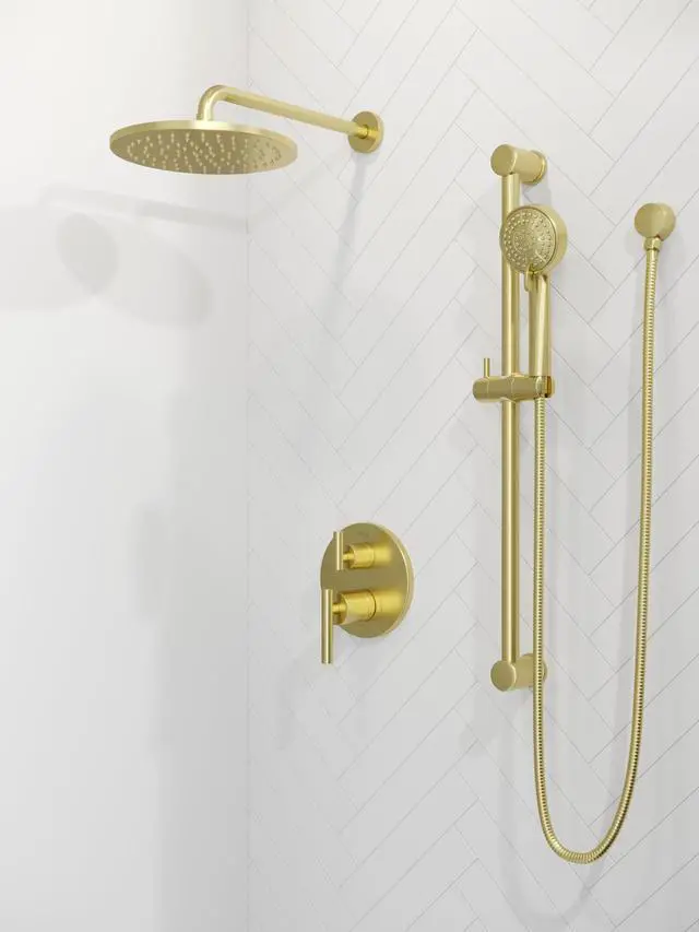 Alt view image 2 of 4 - Contempra Stacked Shower Two Handle Diverter Trim in Brushed Gold (Valve Not Included)