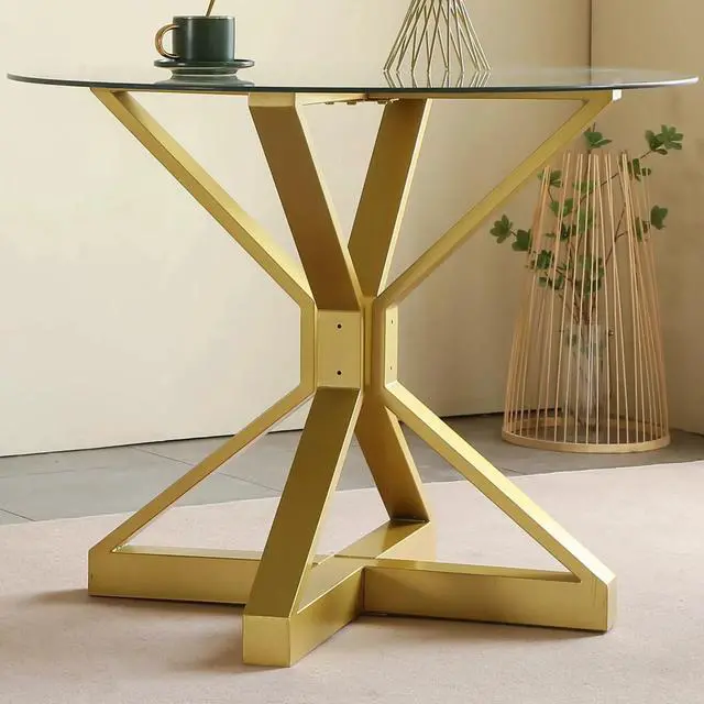 Main image of Metal Table Base,Modern Pedestal Dinning Legs with Suction Cups,Metal Modern Coffee Table (Gold, 28" H*27.6" W)