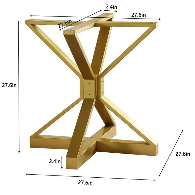 Alt view image 2 of 6 - Metal Table Base,Modern Pedestal Dinning Legs with Suction Cups,Metal Modern Coffee Table (Gold, 28" H*27.6" W)