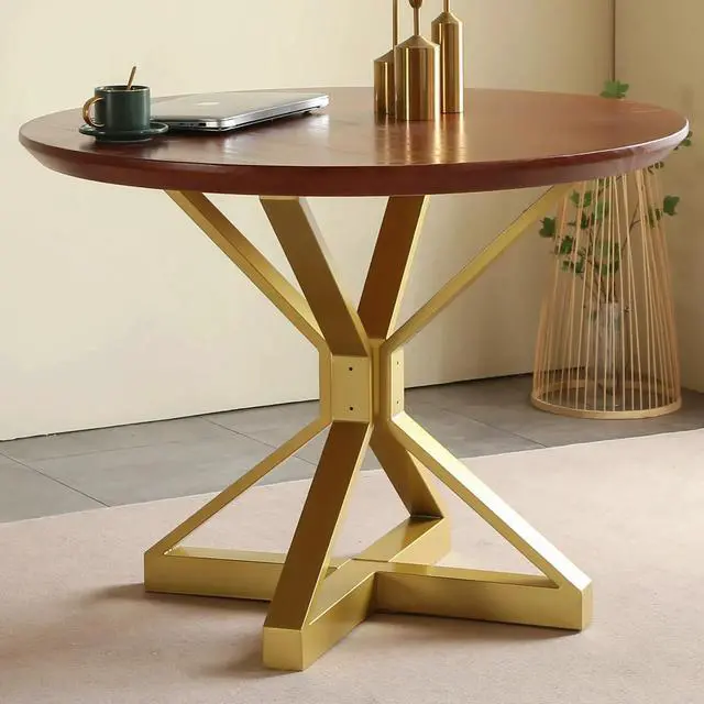 Alt view image 4 of 6 - Metal Table Base,Modern Pedestal Dinning Legs with Suction Cups,Metal Modern Coffee Table (Gold, 28" H*27.6" W)